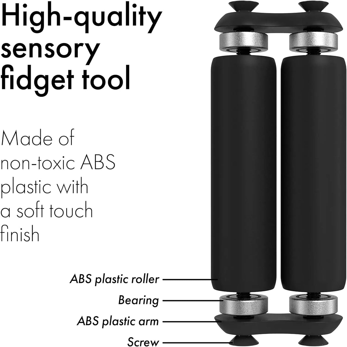 Portable black handheld sensory roller for a tactile fidget break