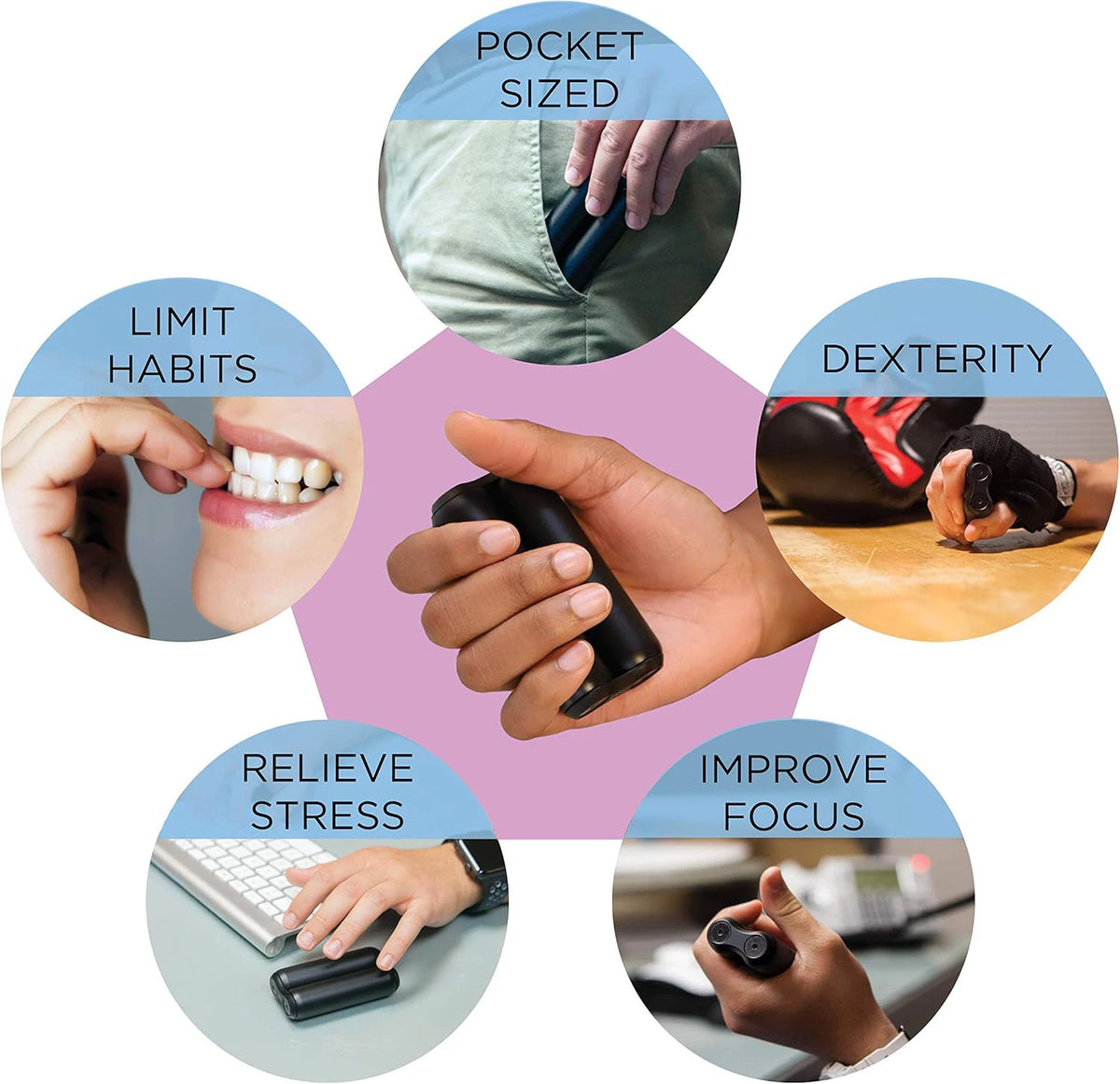 Black sensory roller for repetitive hand movement
