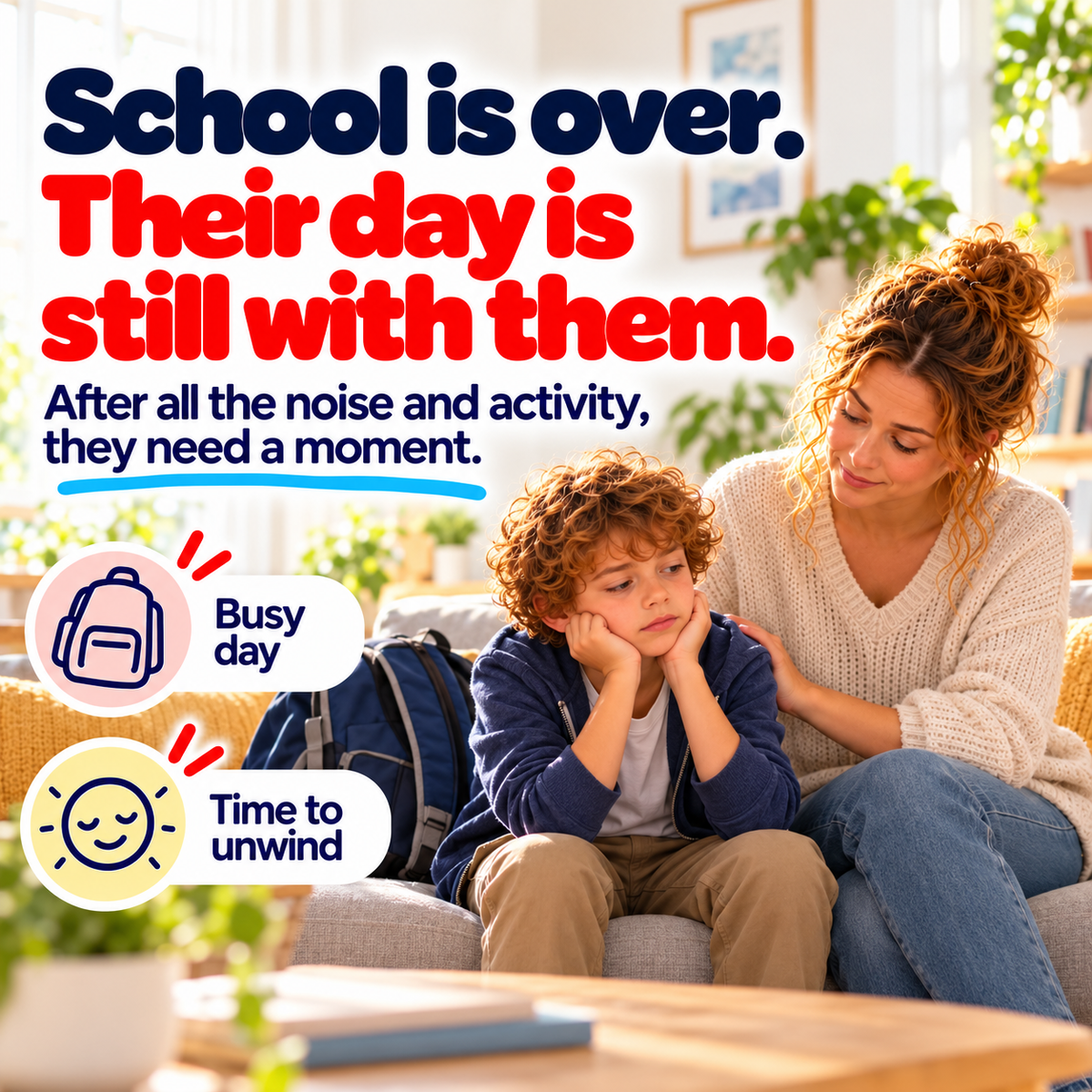 Parent and child together after a busy school day