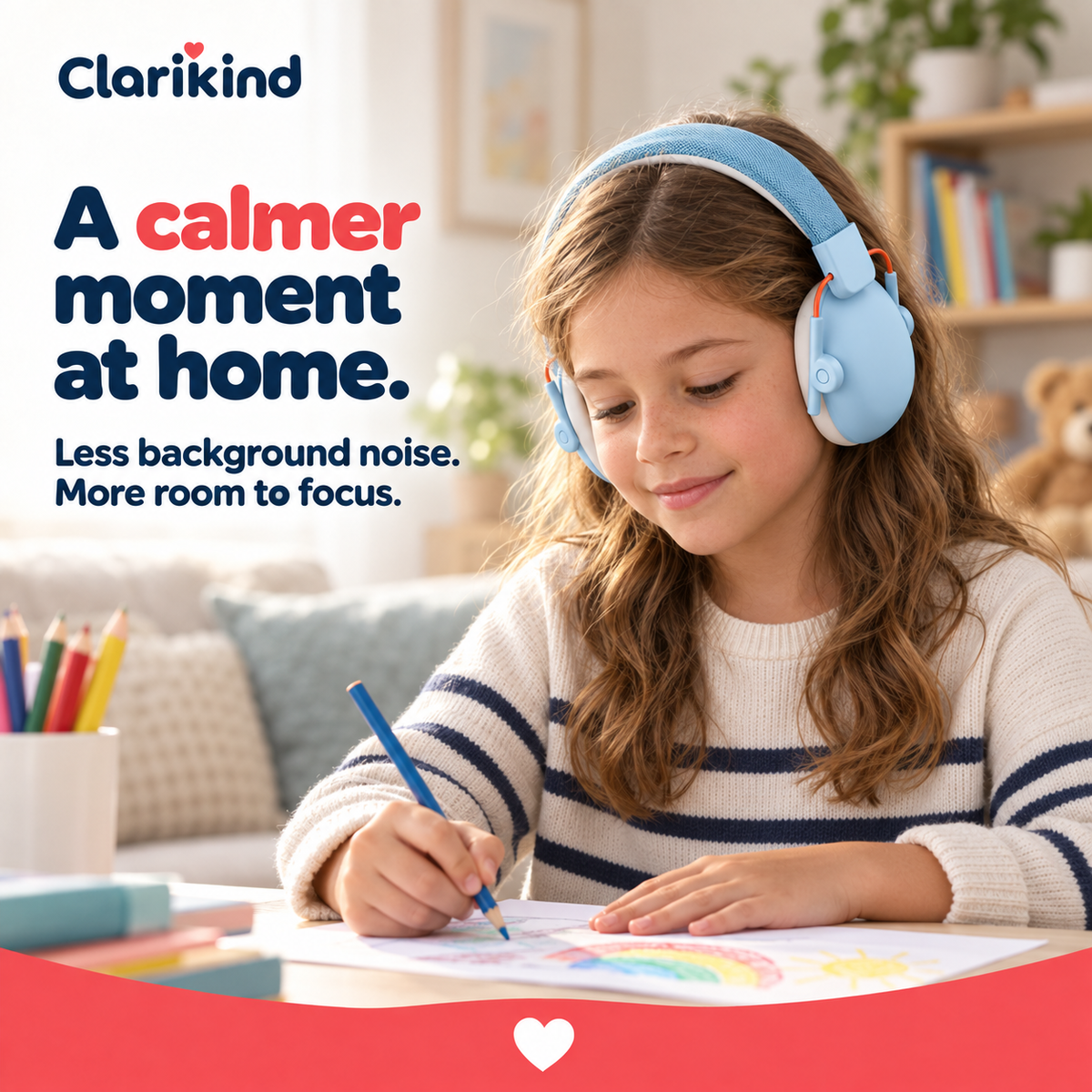 Child wearing noise-reduction ear defenders for loud seasonal events