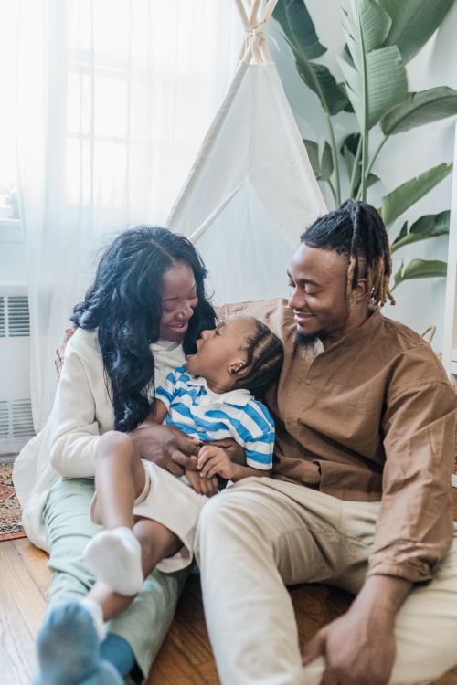 Family relaxing together at home
