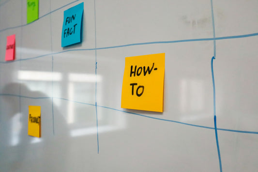 Colourful sticky notes arranged on a visual planning board