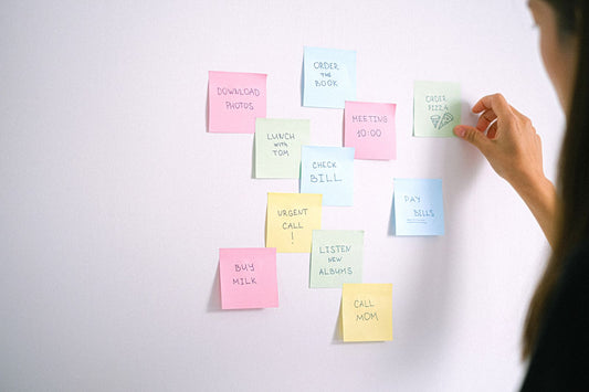 Colourful reminder notes arranged as a simple to-do list