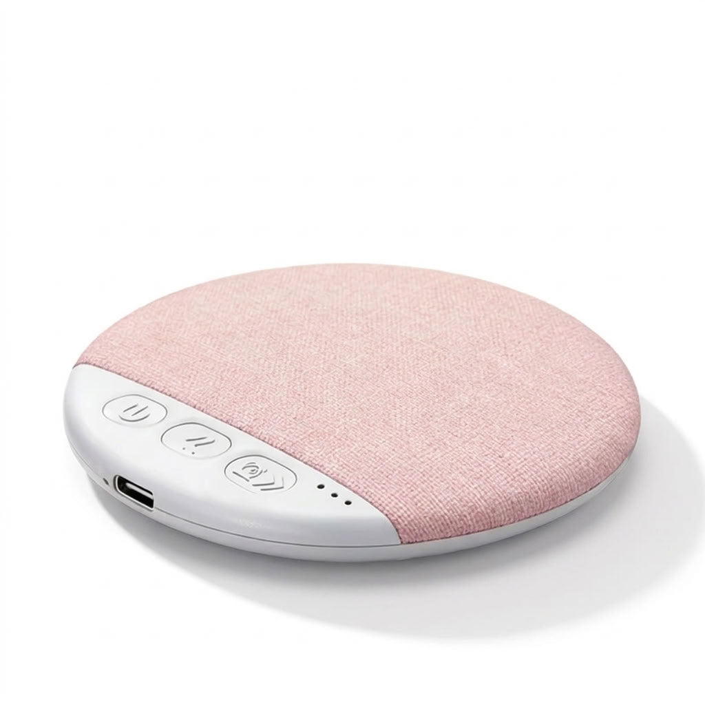 Pink Bluetooth sleep speaker with sound timer on a white background
