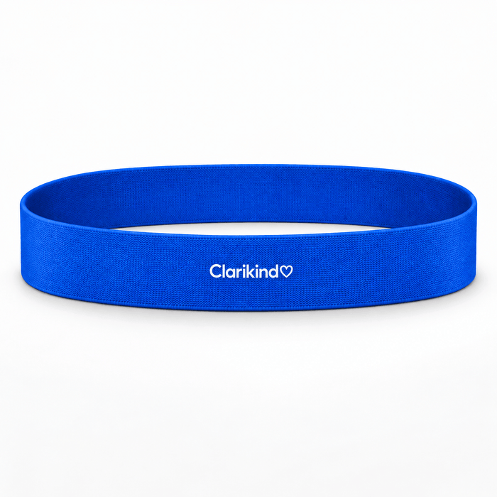 Blue Clarikind Chair Band for seated movement for kids on a white background
