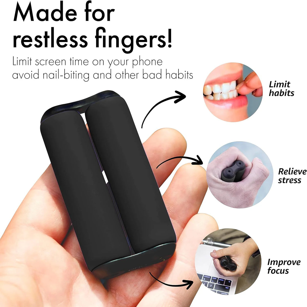 Clarikind black sensory roller for rolling between the fingers