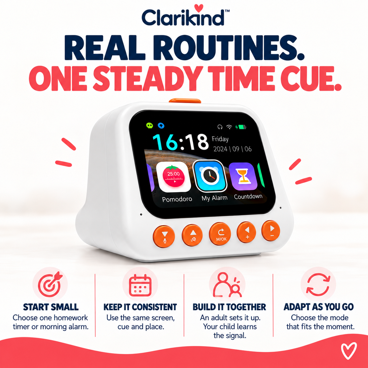 Clarikind smart alarm clock for kids with practical tips for building consistent daily routines