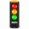Black traffic light countdown timer for kids with red, amber and green lights and digital display