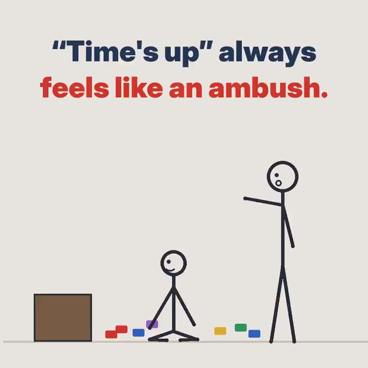Clarikind traffic light timer for kids video: a sudden “time’s up” replaced by green, amber and red so the child sees the end coming