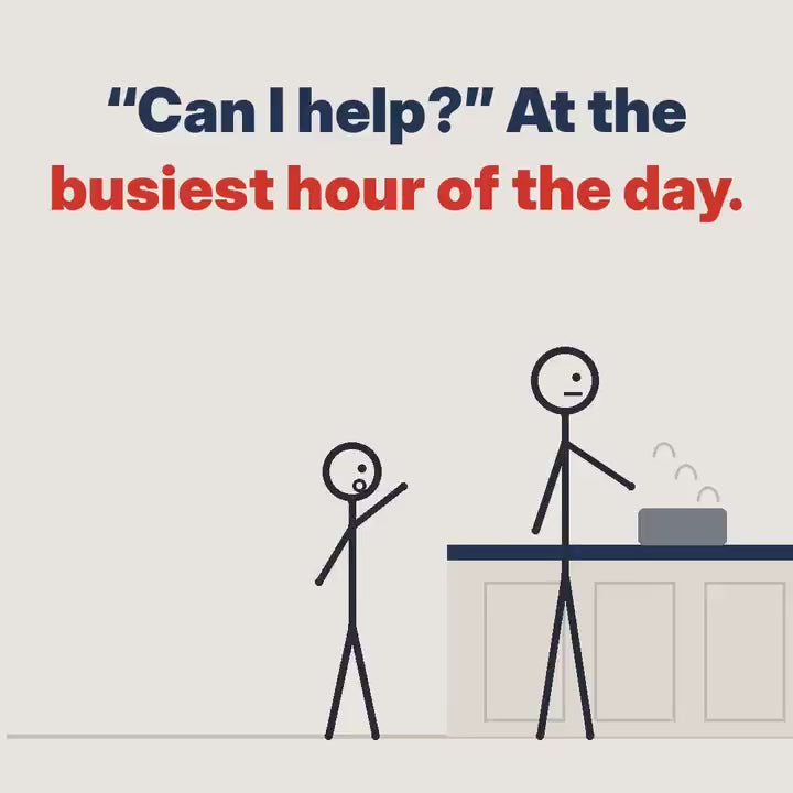 Clarikind foldable learning tower video: a child helping at the counter beside a parent at dinner time